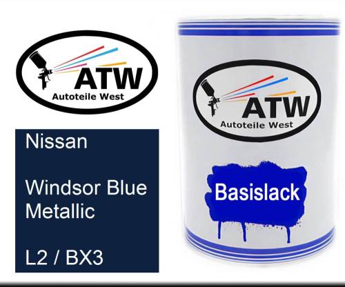 Nissan, Windsor Blue Metallic, L2 / BX3: 500ml Lackdose, von ATW Autoteile West.